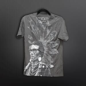 Rook Grey Native American Graphic T-Shirt - Size Small